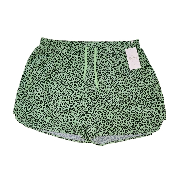 Buffbunny NWT Flo Short V2 Green Leopard Print XL Flowy Shorts - Picture 1 of 6